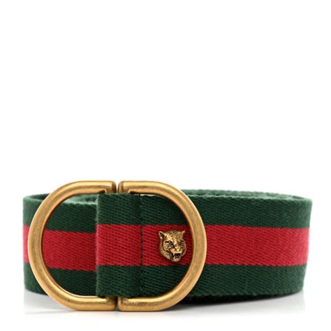 Gucci Web Feline D Ring Belt 90 36 Red Green 